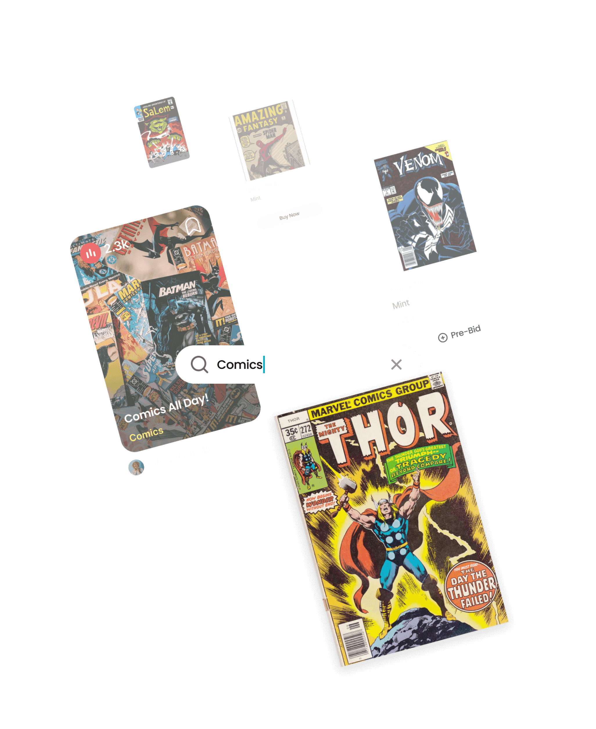 Images de différentes bandes dessinées vendues sur Whatnot